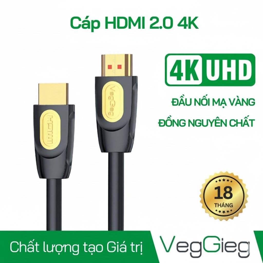 Dây cáp HDMI 2.0 dài 15m 4K (Lõi Đồng) V-H210 VEGGIEG